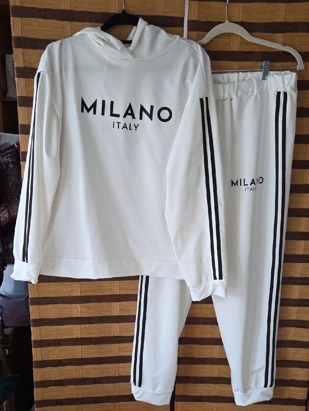 MILANO White Hooded  Set with Black Stripe Detail